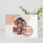 Trendy Modern Geometric Blush Pink Couple's Photo Save The Date (Standing Front)