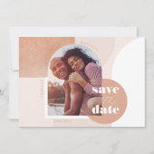 Trendy Modern Geometric Blush Pink Couple's Photo Save The Date (Front)