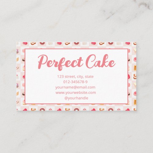 Trendy Modern Girly Pink White Patisserie Bakery Business Card
