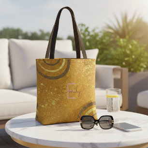 Trendy Modern Glam Chic Brown Gold Glitter  Tote Bag