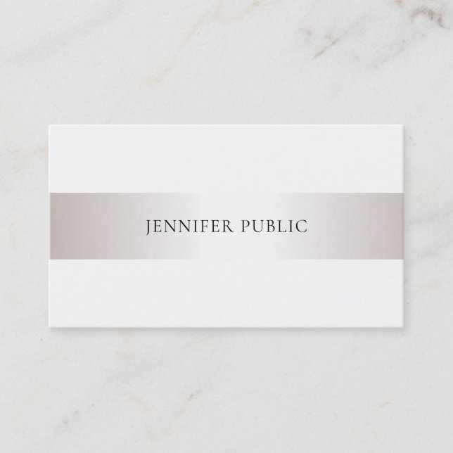 Trendy Modern Glamorous Faux Silver Plain Luxury Business Card (Front)