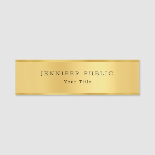 Trendy Modern Glamour Gold Look Elegant Template Name Tag