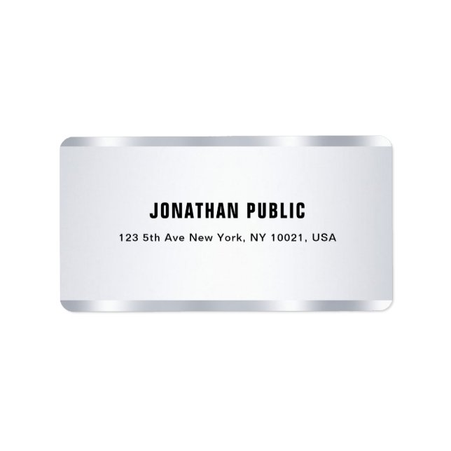 Trendy Modern Glamour Silver Look Elegant Template Label (Front)