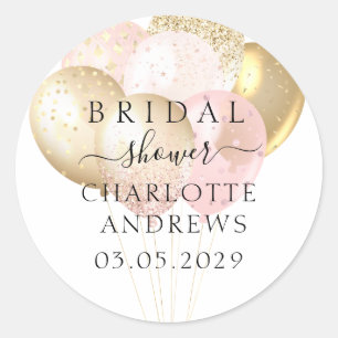 Trendy, modern, glitter balloons classic round sticker