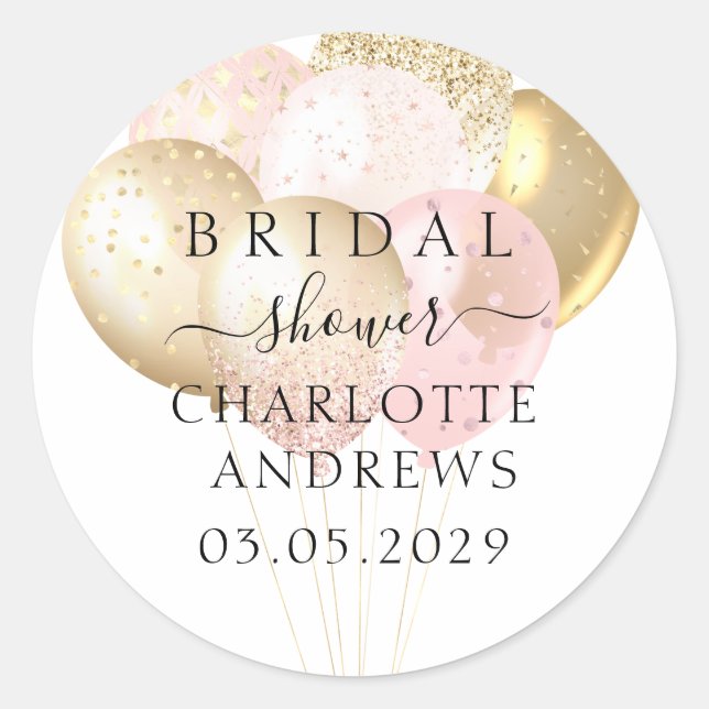 Trendy, modern, glitter balloons  classic round sticker (Front)