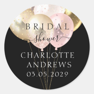 Trendy, modern, glitter balloons classic round sticker
