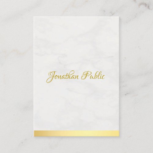 Trendy Modern Gold And Marble Chic Handwritten Business Card