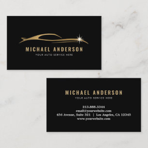 Trendy Modern Gold & Black Automotive Auto Repair  Business Card