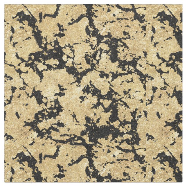 Trendy Modern Gold & Black Glitter Marble Image Fabric (Close Up)
