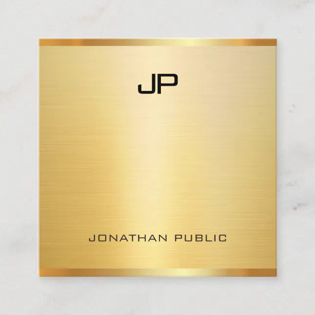 Trendy Modern Gold Elegant Professional Template Square Business Card ...
