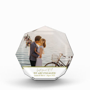 Trendy Modern Gold Engagement Couple Photo Block