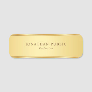 Trendy Modern Gold Look Elegant Template Rectangle Name Tag