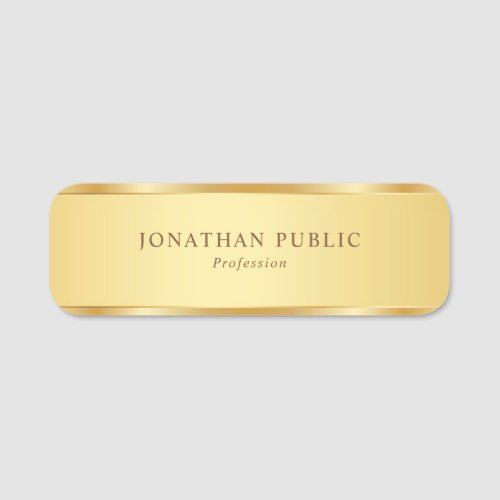 Trendy Modern Gold Look Elegant Template Rectangle Name Tag