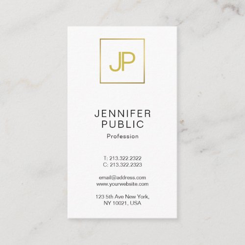 Trendy Modern Gold Monogrammed Elegant Plain Business Card