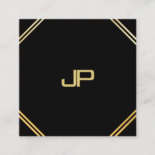 Trendy Modern Gold Monogrammed Elegant Template Square Business Card