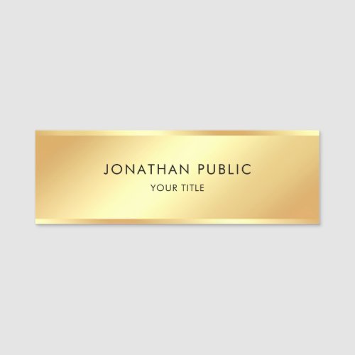 Trendy Modern Gold Template Professional Elegant Name Tag