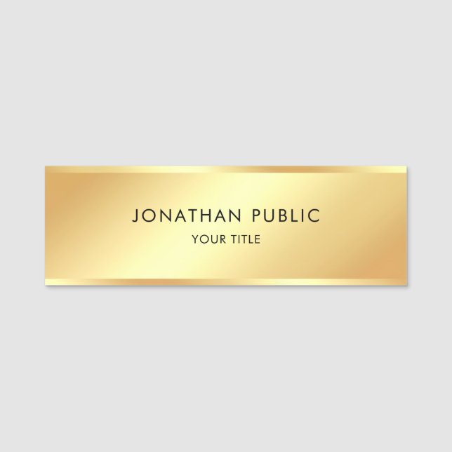 Trendy Modern Gold Template Professional Elegant Name Tag (Front)