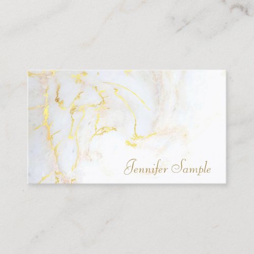 Trendy Modern Gold White Marble Elegant Template Business Card