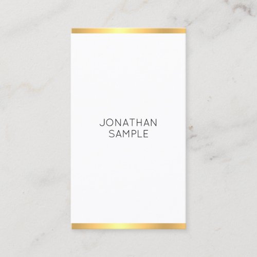 Trendy Modern Gold White Simple Elegant Template Business Card