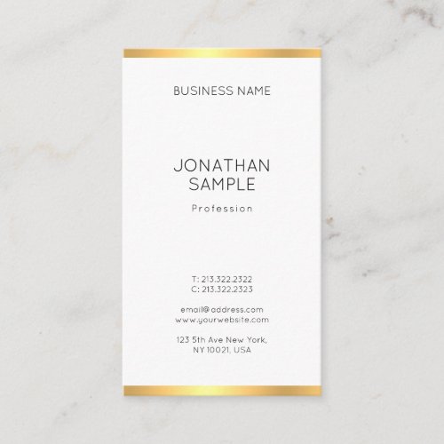 Trendy Modern Gold White Simple Professional Chic Business Card