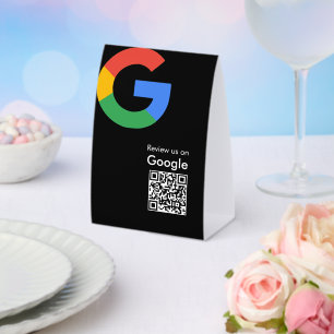 Trendy Modern Google Review QR Code Paper Table Tent