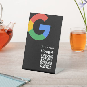 Trendy Modern Google Review QR Code Pedestal Sign