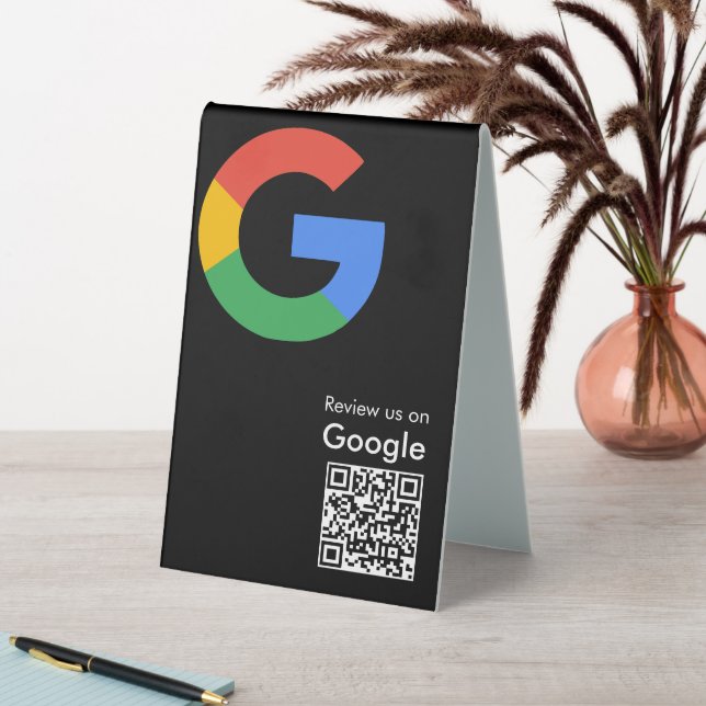 Trendy Modern Google Review QR Code Table Tent (In SItu (Table))