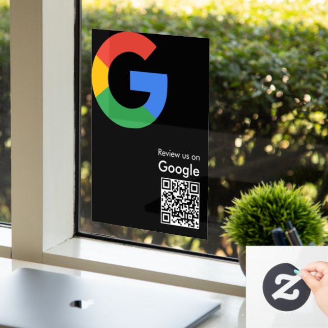 Trendy Modern Google Review QR Code Window Cling (Office)