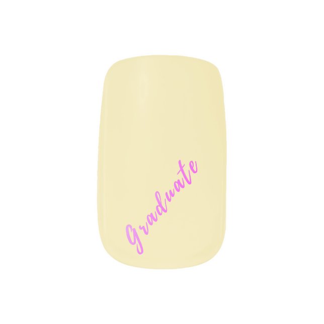 Trendy Modern Graduate Pink Yellow Graduation Minx Nail Art (Left Thumb)