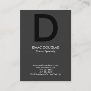 Trendy modern gray black bold monogram business card