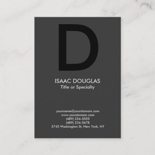 Trendy modern gray black bold monogram business card
