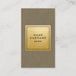 Trendy Modern Green Linen Gold Minimalist Vertical Business Card