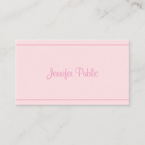 Trendy Modern Handwritten Elegant Pink Script Top Business Card