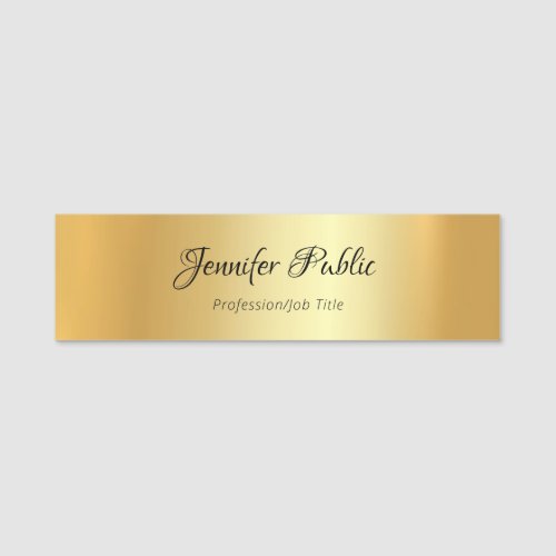 Trendy Modern Handwritten Script Elegant Golden Name Tag