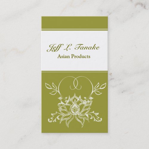 Henna Indian  White Lotus Flower Business Cards