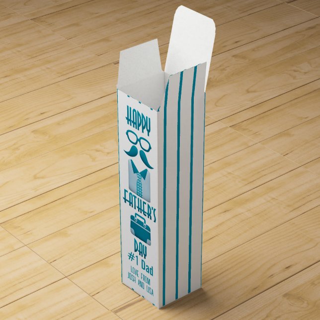 Trendy Modern Hipster Father's Day Personalised Wine Box (Opened)