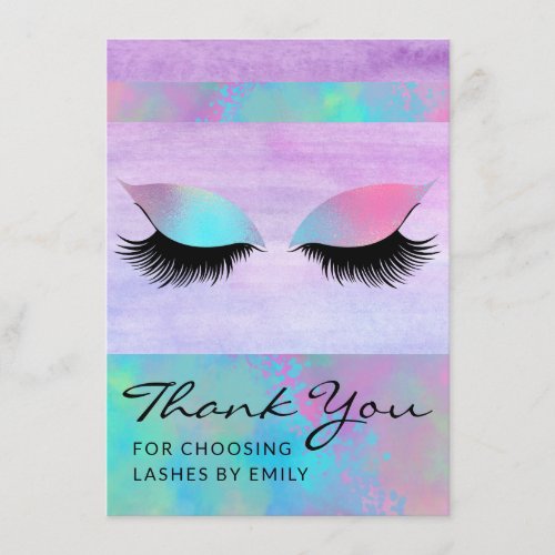Trendy Modern Iridescent Chic Thank You Lash Care Enclosure Card