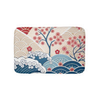 Trendy Modern Japanese Wave & Sakura Pattern