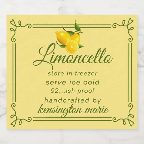 Trendy Modern Limoncello Label For Small Bottle 