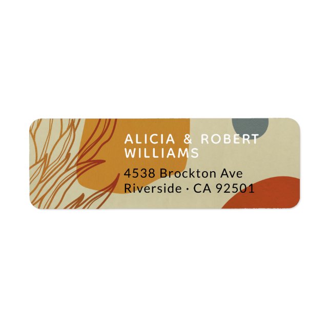Trendy Modern Line Abstract Protea Botanical Label (Front)