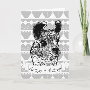 Trendy Modern Llama Happy Birthday Card