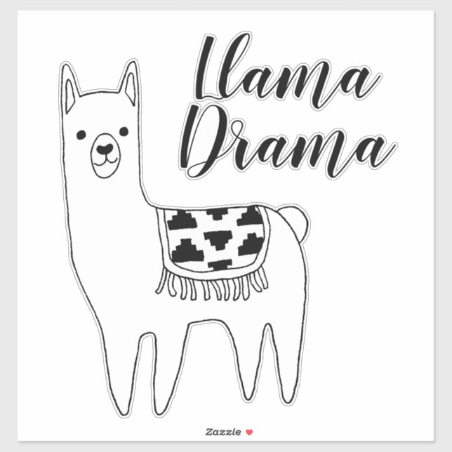 Trendy Modern Llama Sketch Llama Drama Script Sticker (Sheet)