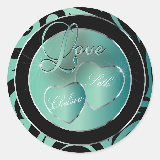 Trendy Modern Love | Personalize Classic Round Sticker (Front)
