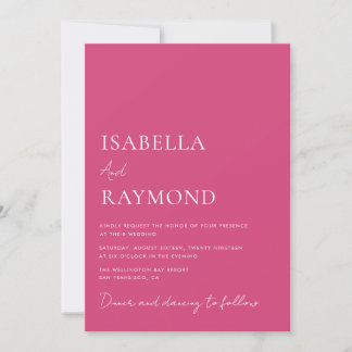 trendy modern magenta wedding invitation