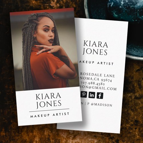 Trendy Modern Makeup Artist Photo Business  Business Card