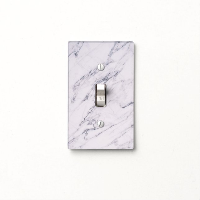 Trendy Modern Marble Elegant Chic Glam Grey White Light Switch Cover (In Situ)