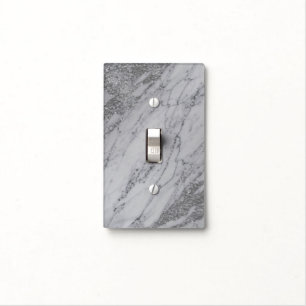 Trendy Modern Marble Elegant Silver Glam Chic Light Switch Cover
