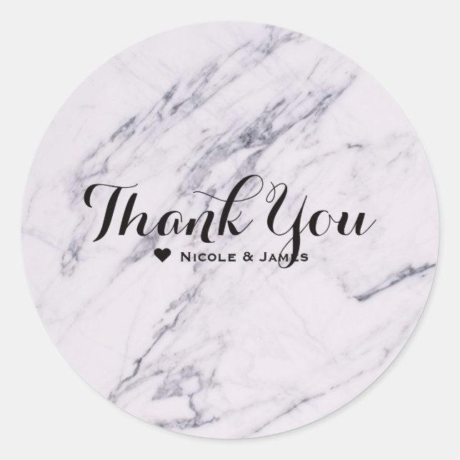 Trendy Modern Marble Elegant Wedding Favor Classic Round Sticker (Front)