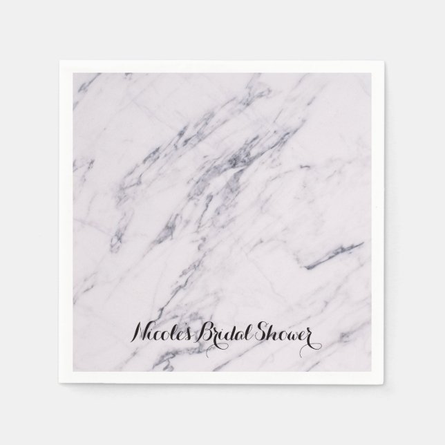Trendy Modern Marble Elegant Wedding Party Napkins (Front)