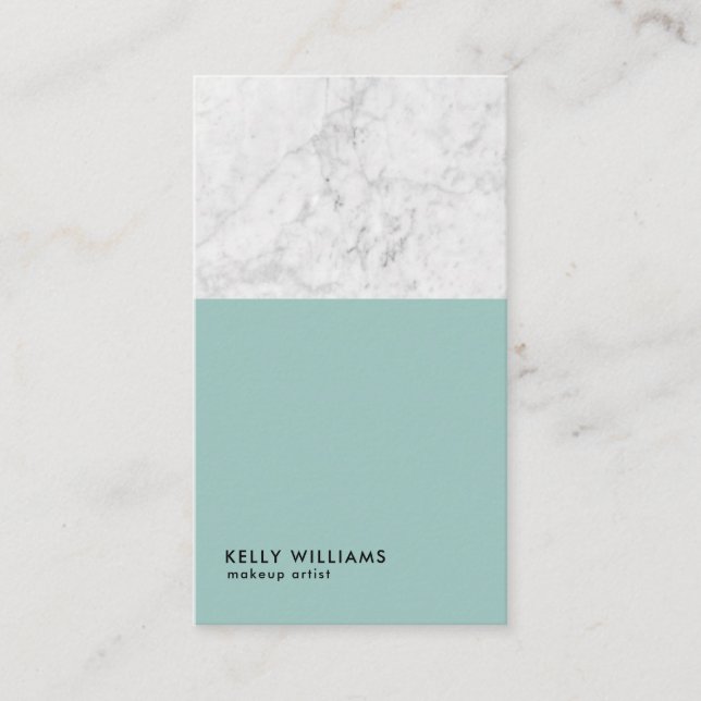 Trendy Modern Marble Makeup Artist Business Card (Front)